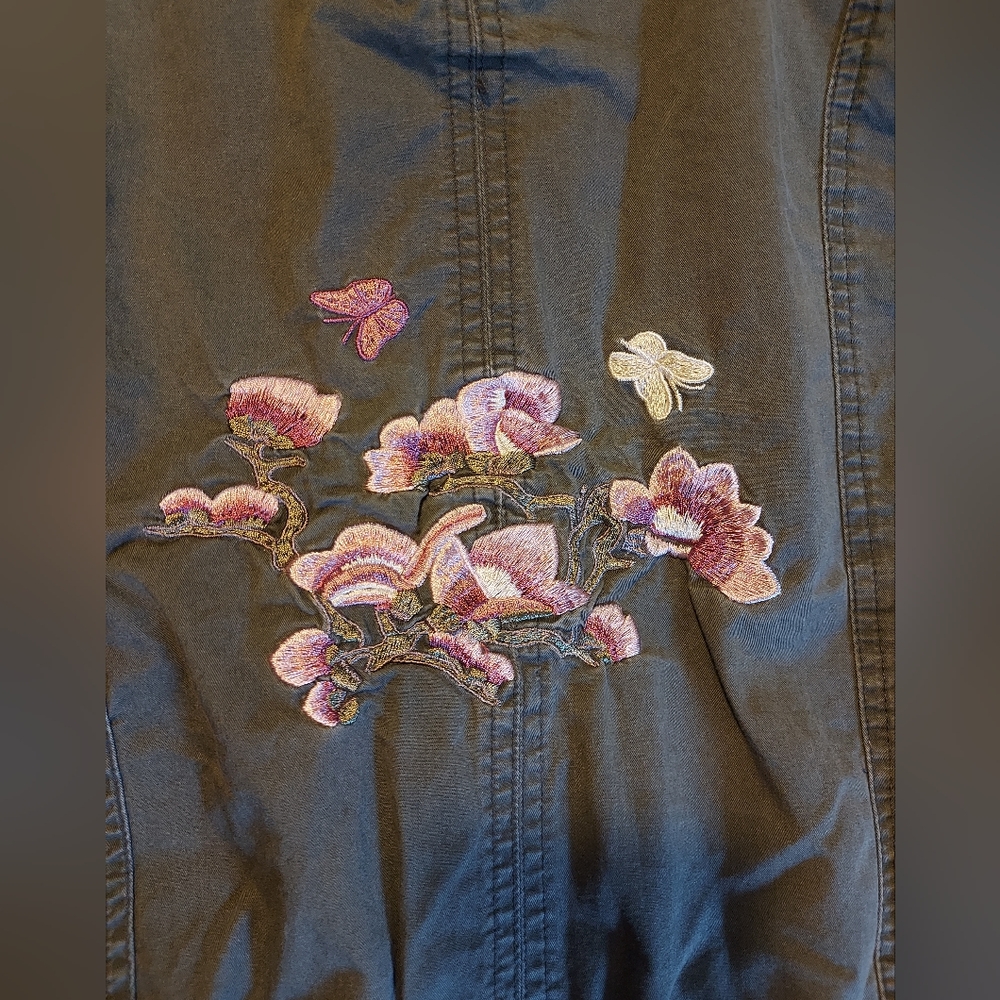 A. Byer Women's Dark Olive Green Jacket with Embroidered Details - Picture 8 of 8